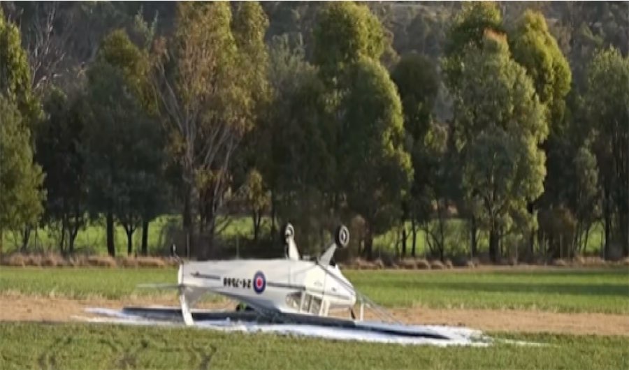 Pilot survives flipped plane crash